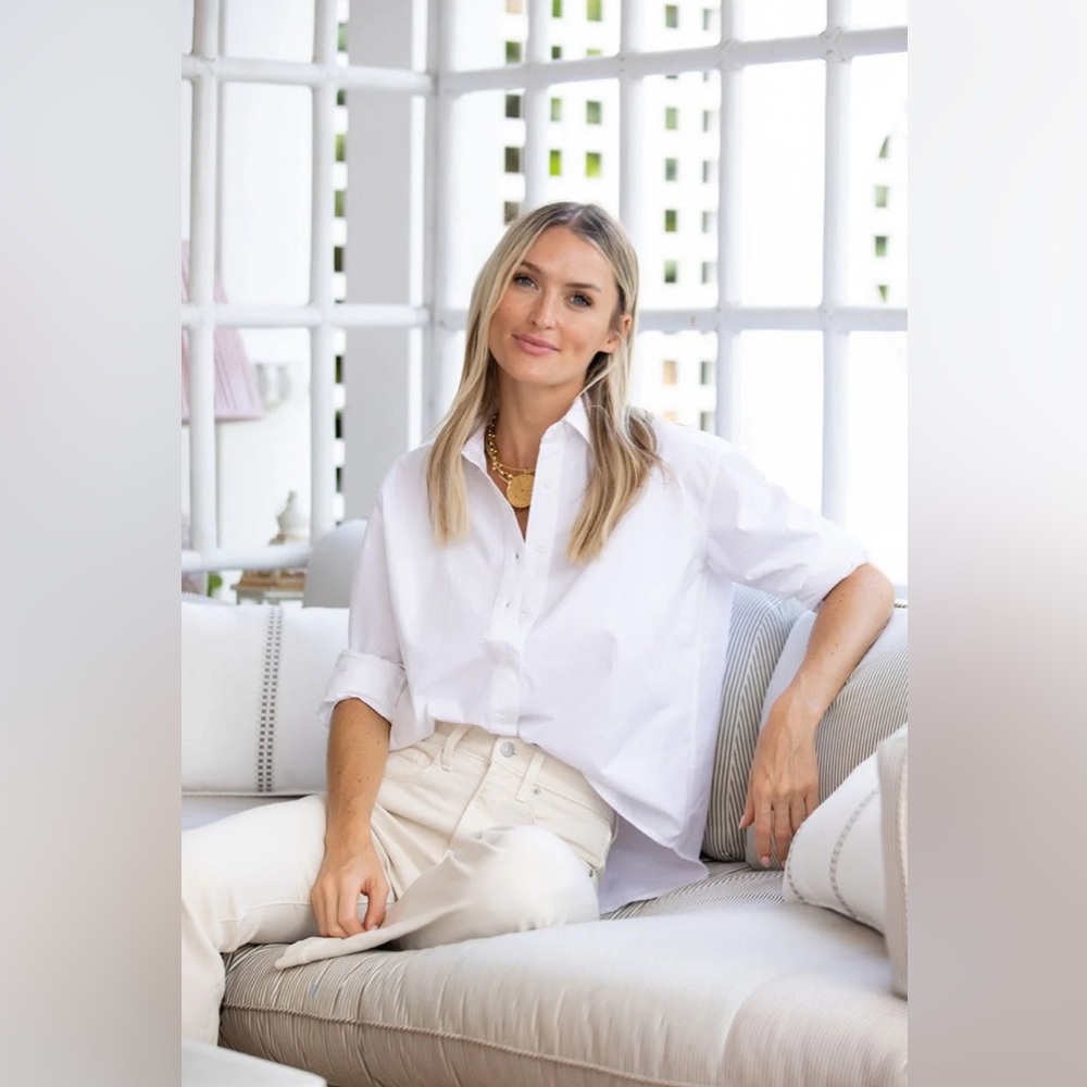 BNWT Julia Amory Carolyn button down shirt in Blanc/white size S - Picture 3 of 6